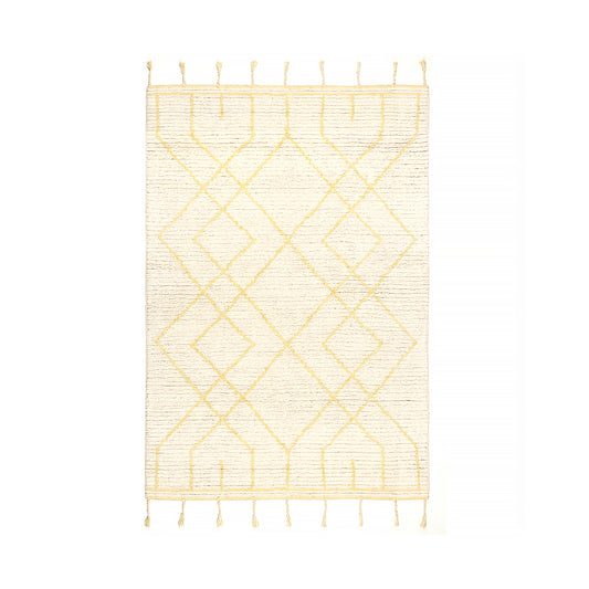 Geometric Washable Cotton Bath Rug Yellow, Elias