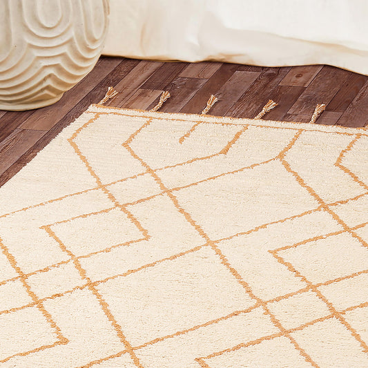 Geometric Washable Cotton Bath Rug Copper, Elias