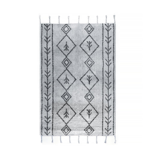 Moroccan Washable Cotton Bath Rug Grey, Foraker