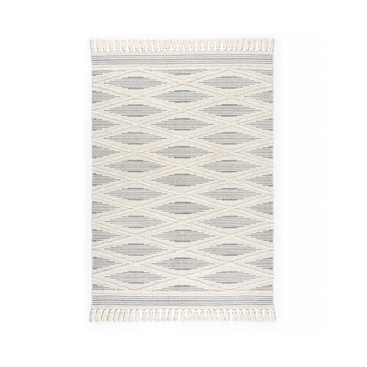 Cotton Diamond Stone Washed Shag Printed Rug Grey, Yale