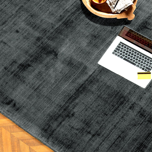 Luxury Tip-Sheared  Viscose Rug Black, Sunshine