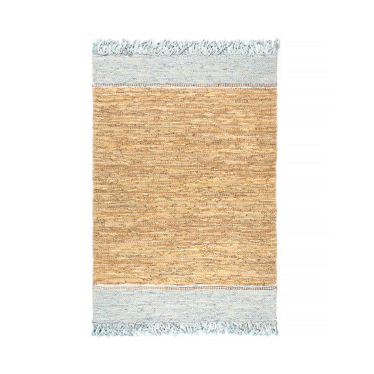 Natural Reclaimed Leather Flounce Striped Rug Gold, Keith