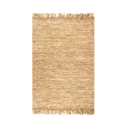 Natural Reclaimed Leather Flounce Solid Rug Gold, Atna