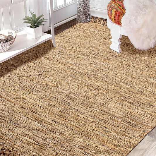 Natural Reclaimed Leather Flounce Solid Rug Gold, Atna