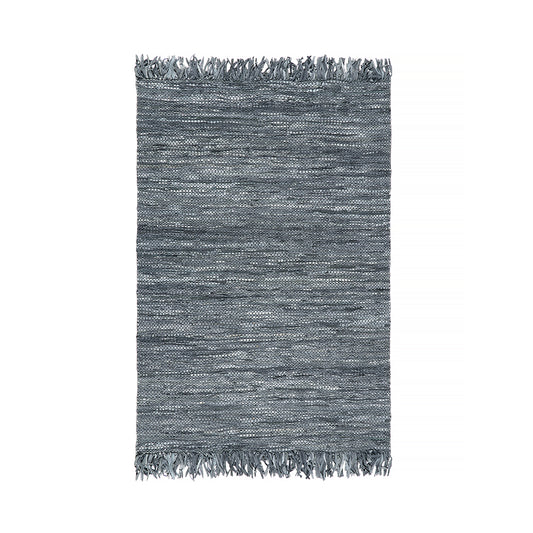 Natural Reclaimed Leather Flounce Solid Rug Grey, Atna