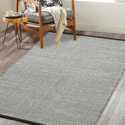 Dotted Reversible Handwoven Wool Rug Black, Hayes