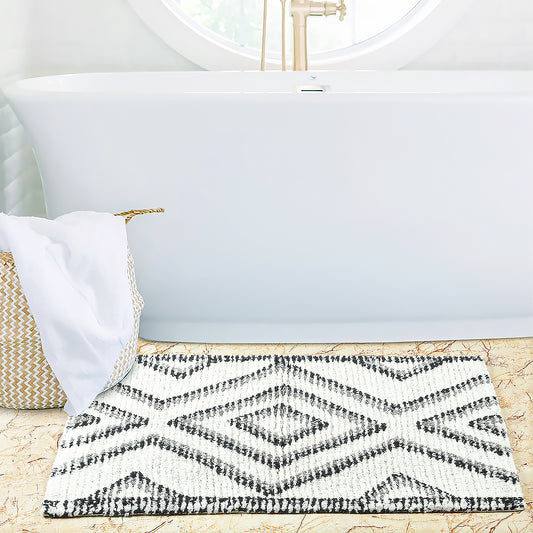 Textured Diamond Bath Rug Black, Colorado